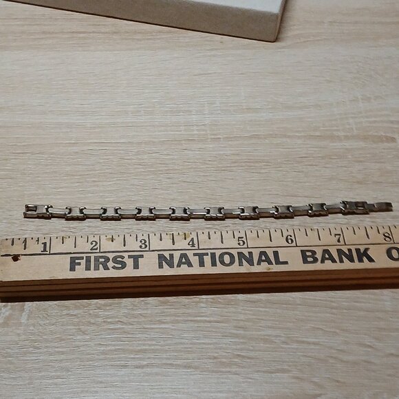 Vintage Silver & Gold Tone Bracelet with White Rhinestones Fashion Jewelry #43 - Picture 3 of 7